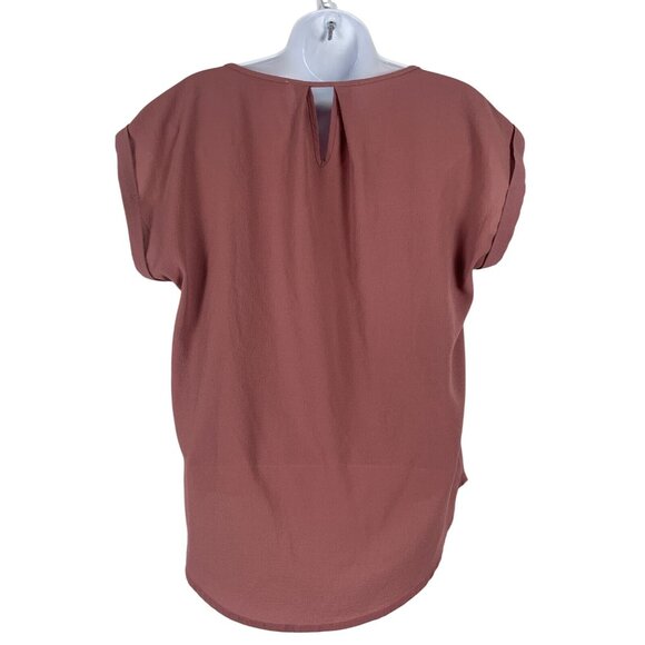 Olive & Oak Womens Mauve Short Sleeve Keyhole Blouse Size M - Picture 2 of 9